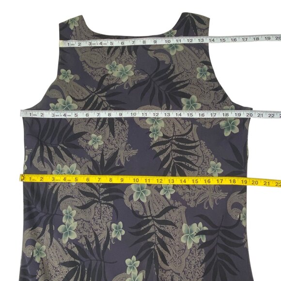 Hilo Hattie Hawaii Maxi Dress | L | Gray | 100% Silk | Tropical Beach Wedding - Picture 5 of 8